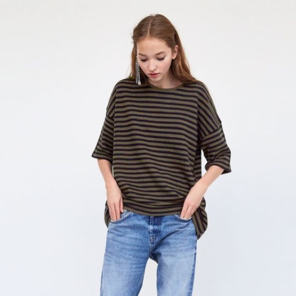 Zara Striped Oversized T-Shirt